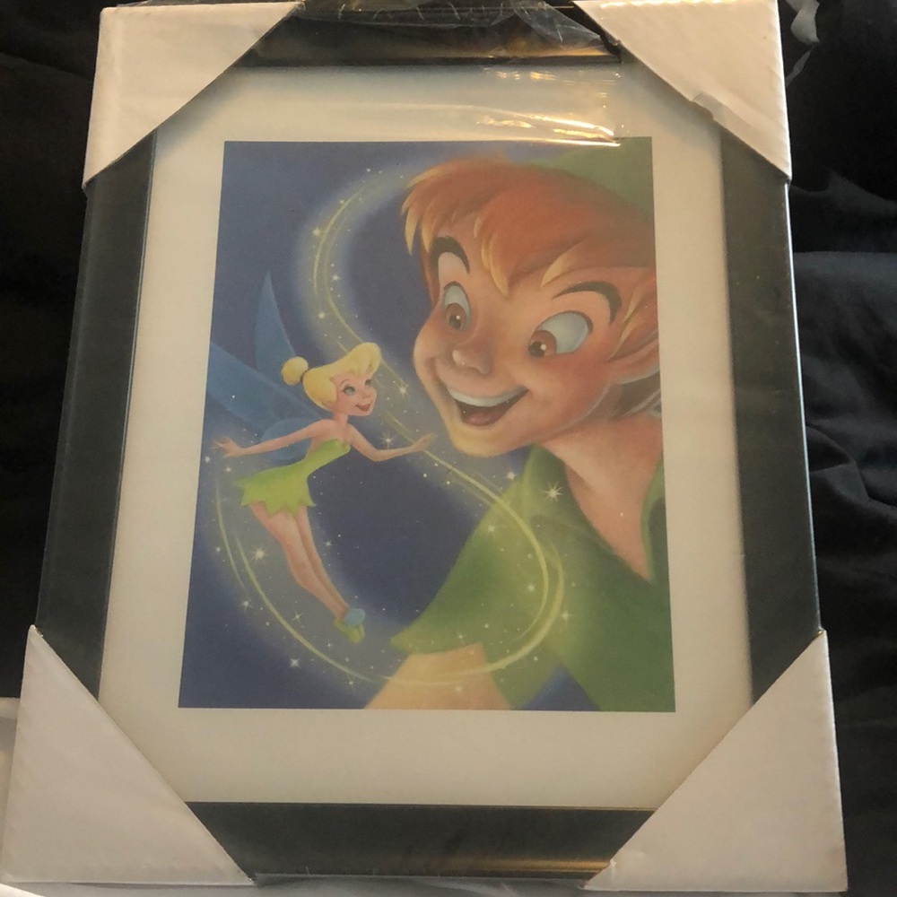 Tinker-bell and Peter Pan framed wall photos.